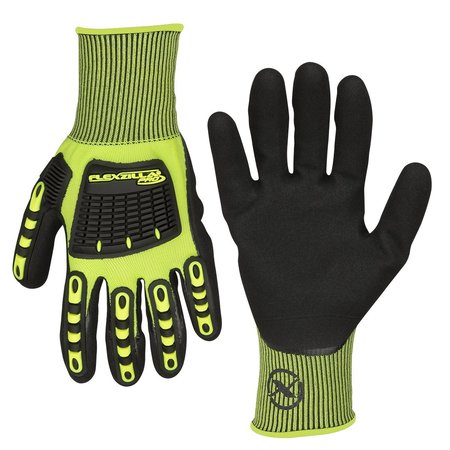 LEGACY Flexzilla? Pro Impact Sandy Nitrile Dip Gloves, Black/ZillaGreen?, XL GC161PXL